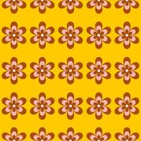 abstrakt retro sömlös mönster med geometrisk daisy blommor på en gul bakgrund. färgrik häftig vektor illustration i stil 60-tal, 70s