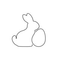 einer Linie Ostern Hase Symbol, Ostern und Urlaub, Hase im Ei Zeichen, Vektor Grafik, Single Linie, eps 10.