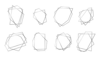 silver- bröllop geometrisk ramar. lyx polygonal gränser isolerat på vit bakgrund vektor