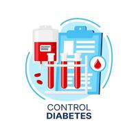 diabetes kontrollera ikon, glukos testa och blod släppa vektor