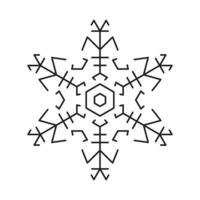 schwarz Linie Vektor Schneeflocken Symbol. Vektor Weihnachten und Winter oder Neu Jahr symmetrisch Design.