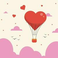 söt kärlek meddelande popping ut av ett öppen närvarande låda med konfetti och hjärta form ballonger runt om. lämplig för hjärtans dag och mors dag. vektor