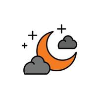 Mond und Wolken Symbol. gefüllt Gliederung Symbol. vektor