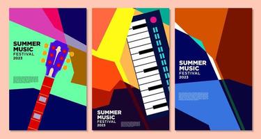 vektor illustration färgglada sommar musik festival banner