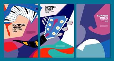 vektor illustration färgglada sommar musik festival banner