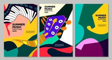 vektor illustration färgrik sommar musik festival baner design