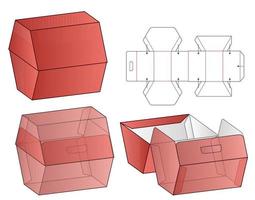 låda förpackning stansad mall design. 3d mock-up vektor