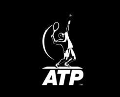 atp Symbol Logo Weiß Turnier öffnen Männer Tennis Verband Design abstrakt Vektor Illustration mit schwarz Hintergrund