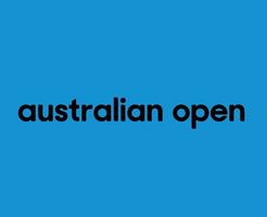 australier öppen logotyp symbol namn svart turnering tennis de mästerskap design vektor abstrakt illustration med blå bakgrund