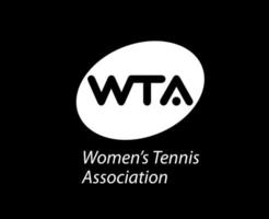 Damen Tennis Verband Logo Weiß Symbol Turnier öffnen das Meisterschaften Design Vektor abstrakt Illustration mit schwarz Hintergrund