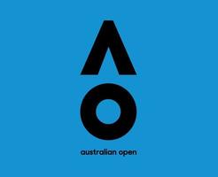 australier öppen logotyp symbol med namn svart turnering tennis de mästerskap design vektor abstrakt illustration med blå bakgrund