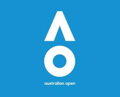 australisch öffnen Logo Symbol mit Name Weiß Turnier Tennis das Meisterschaften Design Vektor abstrakt Illustration mit Blau Hintergrund