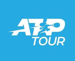 atp Tour Logo Symbol Weiß Turnier öffnen Männer Tennis Verband Design Vektor abstrakt Illustration mit Blau Hintergrund