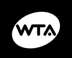 wta Logo Symbol Weiß Damen Tennis Verband Turnier öffnen das Meisterschaften Design Vektor abstrakt Illustration mit schwarz Hintergrund
