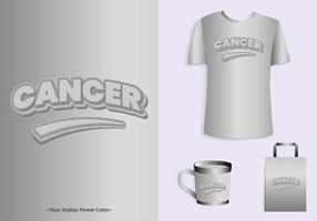 Krebs Tierkreis Leistung Farbe ist Silber. Typhographie T-Shirt, Becher und Tasche Tasche Fan-Shop drucken Design vektor