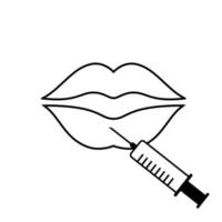 Schönheit Injektion Linie Vektor Symbol. Lippen Illustration unterzeichnen. Schönheit Pflege Konzept. können Sein benutzt zum Themen mögen Kosmetologie, Klinik, Salon.