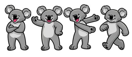 uppsättning av tecknad serie koala karaktär vektor