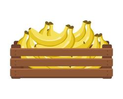 hölzern Box mit tropisch Bananen. gesund Essen, Früchte, Landwirtschaft Illustration, Vektor