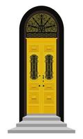 gul främre dörr med trappa elegant gammal årgång stil ingång dekoration vektor