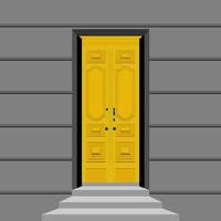 Vorderseite Tür Gelb Farbe Gebäude Eingang Außen Treppe vektor