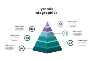 Pyramide Infografik Element Vorlage mit 6 Schritt und Nummer vektor