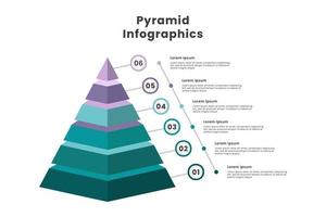 pyramid infographic element mall med 6 steg och siffra vektor