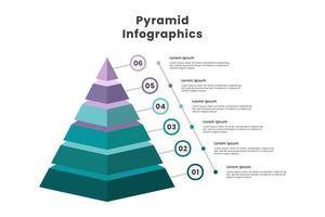 Pyramide Infografik Element Vorlage mit 6 Schritt und Nummer vektor