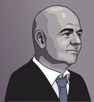 gikarikatyr av gianni infantino, president av fifa, vektor teckning. Zürich, schweiz