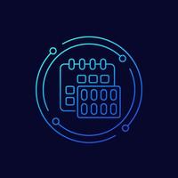 Medikation Zeitplan Linie Vektor Symbol, Tabletten und Kalender