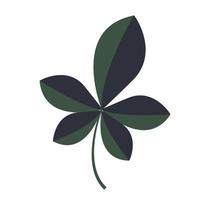 dunkelgrünes Kastanienblatt, Blumendekorelement im Gekritzelstil, Handzeichnung. vektor
