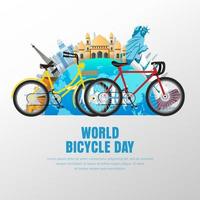 värld cykel dag design bakgrund vektor lämplig för affisch, social media, baner, flygblad och bakgrund