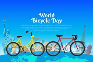 Welt Fahrrad Tag Design Hintergrund Vektor geeignet zum Poster, Sozial Medien, Banner, Flyer und Hintergrund