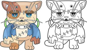 söt tecknad serie katt monster färg bok vektor