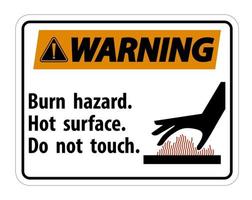 Warnung Verbrennungsgefahr heiße Oberfläche Berühren Sie nicht das Symbolzeichen vektor