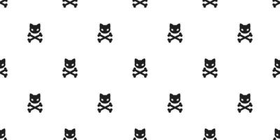 Katze Schädel Pirat nahtlos Muster Kreuz Knochen Halloween isoliert Hintergrund Hintergrund vektor