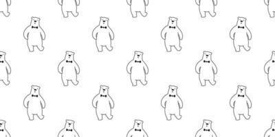 Bär nahtlos Muster Polar- Bär Panda Vektor Bogen Krawatte isoliert wiederholen Hintergrund Hintergrund Karikatur Gekritzel
