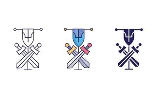 Schwert und Flagge Vektor Symbol