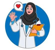 ein Saudi arabisch weiblich Arzt bietet Dienstleistungen zu Patienten vektor