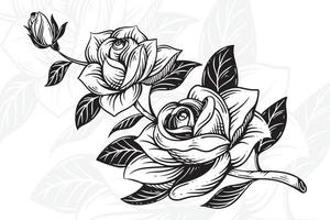 årgång skön blommor reste sig element blommor bukett stam för tatuering hand dragen stil vektor