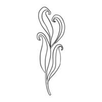 Digital Illustration von ein süß schwarz Gliederung Gekritzel Frühling Thema Rahmen Zweig mit Blätter im skandinavisch Stil. drucken zum Kleidung, Poster, Banner, Postkarte, Netz Design, Färbung. vektor