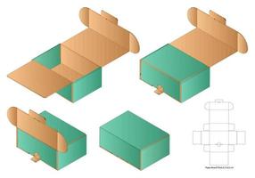 Box Verpackung gestanzte Vorlage Design. 3D-Modell vektor