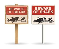 Vorsicht vor Haifischzeichen auf weißem Hintergrund vektor