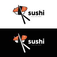 sushi logotyp, japansk snabb mat design, vektor ikon mall symbol