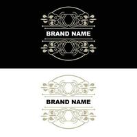 Elegante minimalistische Ornament-Logo-Vorlage Luxus-Ornament-Hochzeitsdekorationsgeschäft, Einladung im Batik-Stil, Batik, Frasion, ursprüngliches Markendesign vektor