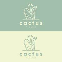 Kaktus Logo, einfach Linie Kaktus Design, Grün Pflanze Vektor, Symbol, Symbol, Illustration vektor
