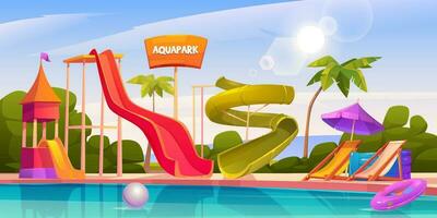 aqua Park mit Wasser Folien und Schwimmen Schwimmbad vektor