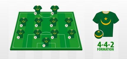 mauretanien nationell fotboll team bildning på fotboll fält. vektor