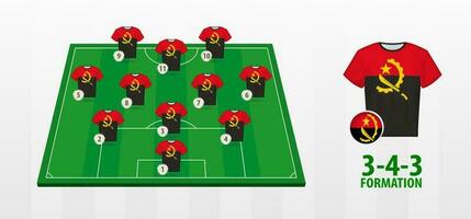 Angola National Fußball Mannschaft Formation auf Fußball Feld. vektor