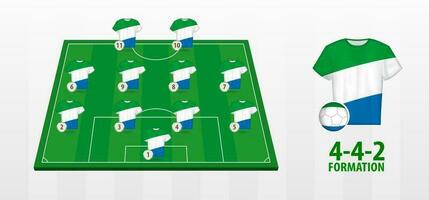 Sierra leone National Fußball Mannschaft Formation auf Fußball Feld. vektor