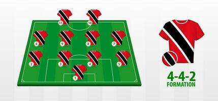 Trinidad und Tobago National Fußball Mannschaft Formation auf Fußball Feld. vektor